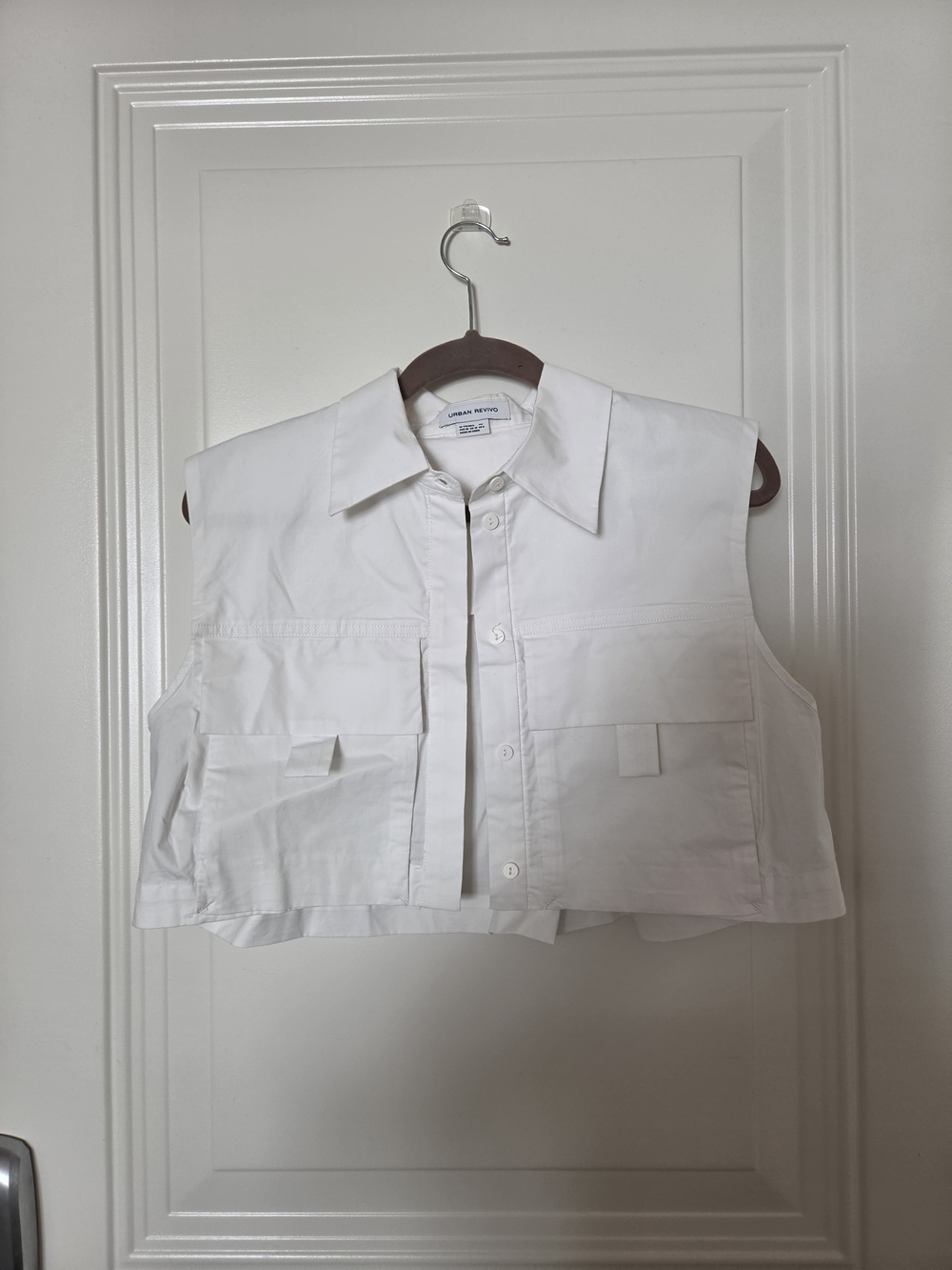 Urban Revivo White Cotton Utility Crop Top